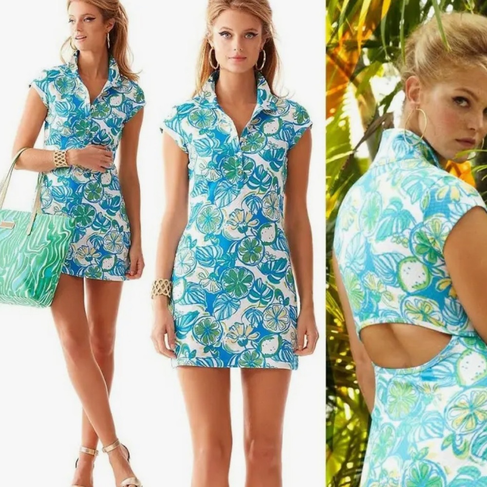 Lilly Pulitzer Rayna Dress in Sweet and Sour open back mini polo dress, sz large
